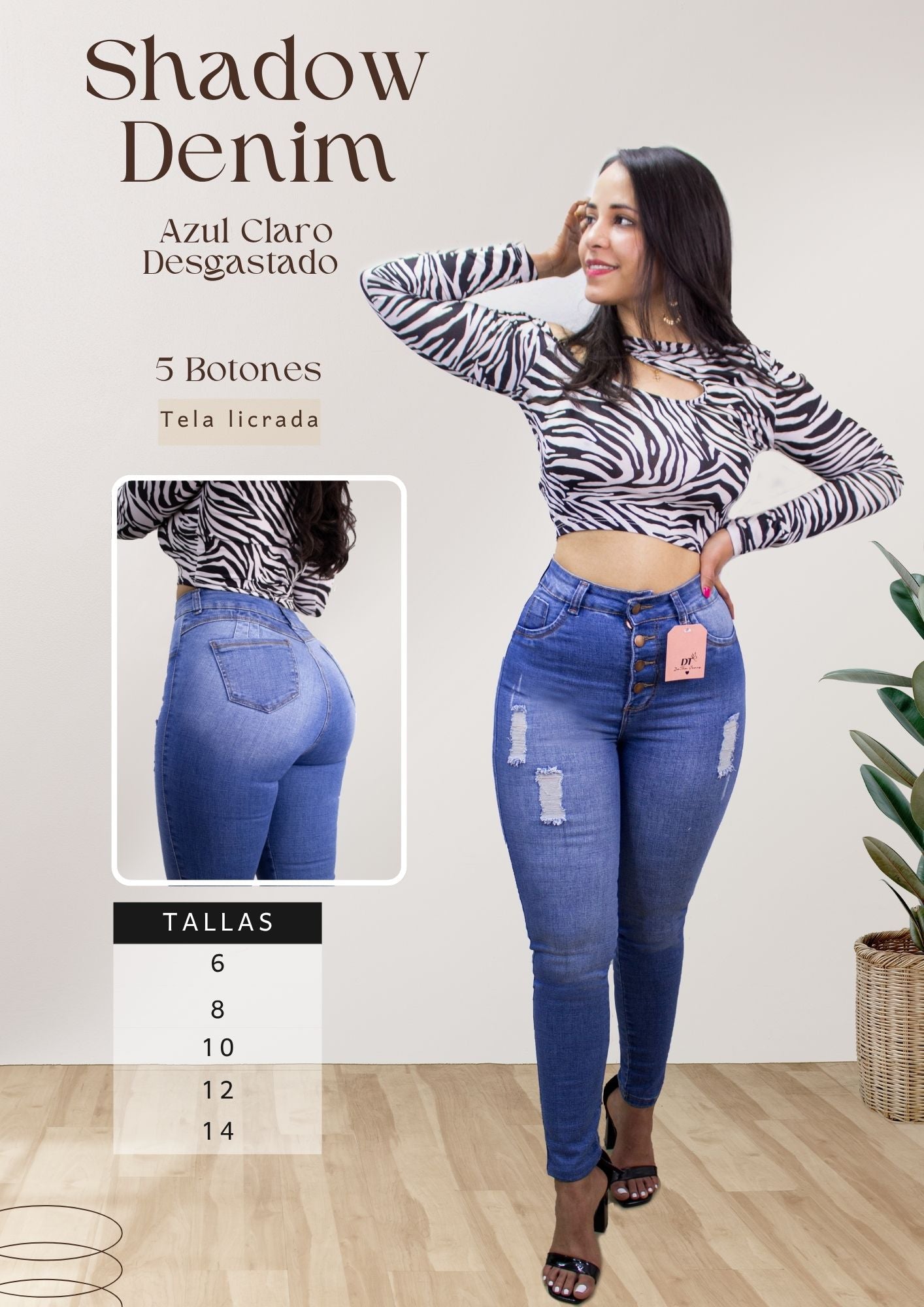 Shadow Denim Azul Claro Desgastado