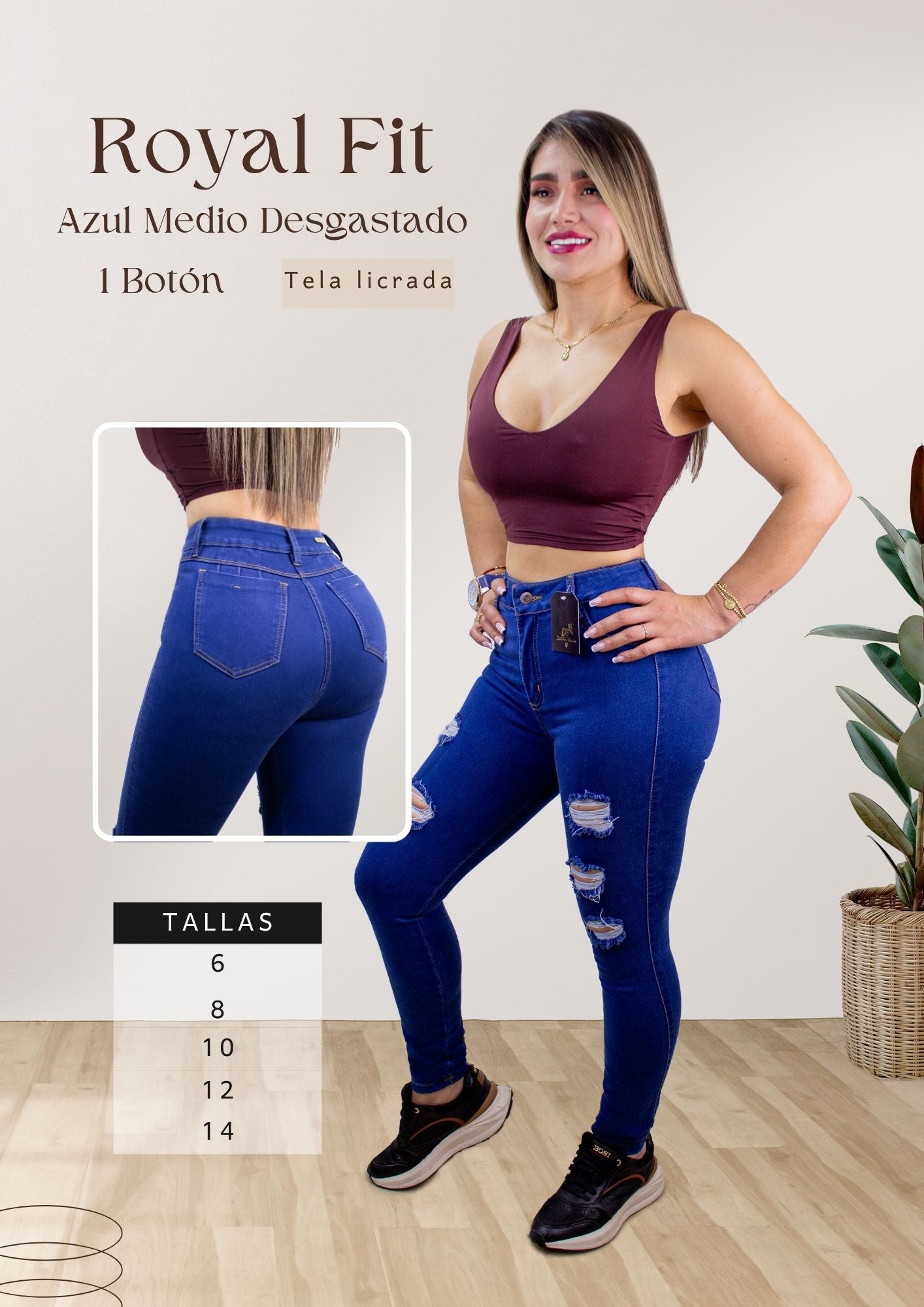 Royal Fit  Azul Medio Desgastado